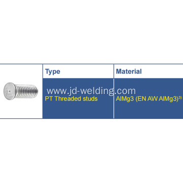 Threaded Aluminium capacitor discharge welding studs,Aluminium EN AW-AlMg 3